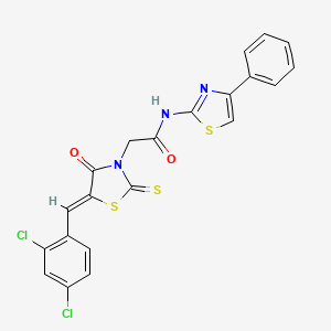 molecular formula C21H13Cl2N3O2S3 B5028385 2-[5-(2,4-dichlorobenzylidene)-4-oxo-2-thioxo-1,3-thiazolidin-3-yl]-N-(4-phenyl-1,3-thiazol-2-yl)acetamide 
