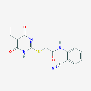 molecular formula C15H14N4O3S B5028411 N-(2-cyanophenyl)-2-[(5-ethyl-4,6-dioxo-1,4,5,6-tetrahydro-2-pyrimidinyl)thio]acetamide 