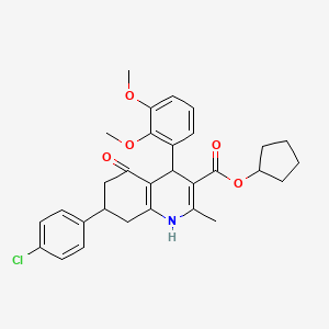 molecular formula C30H32ClNO5 B5028417 cyclopentyl 7-(4-chlorophenyl)-4-(2,3-dimethoxyphenyl)-2-methyl-5-oxo-1,4,5,6,7,8-hexahydro-3-quinolinecarboxylate 