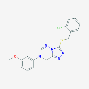 molecular formula C18H16ClN5OS B502842 3-[(2-Chlorobenzyl)sulfanyl]-7-(3-methoxyphenyl)-7,8-dihydro[1,2,4]triazolo[3,4-f][1,2,4]triazine 