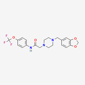 molecular formula C21H22F3N3O4 B5028444 2-[4-(1,3-benzodioxol-5-ylmethyl)piperazin-1-yl]-N-[4-(trifluoromethoxy)phenyl]acetamide 