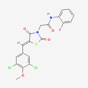 molecular formula C19H13Cl2FN2O4S B5028453 2-[5-(3,5-dichloro-4-methoxybenzylidene)-2,4-dioxo-1,3-thiazolidin-3-yl]-N-(2-fluorophenyl)acetamide 