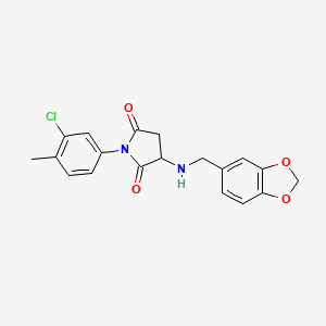 molecular formula C19H17ClN2O4 B5028480 3-[(1,3-benzodioxol-5-ylmethyl)amino]-1-(3-chloro-4-methylphenyl)-2,5-pyrrolidinedione 