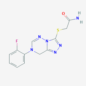 molecular formula C12H11FN6OS B502849 2-{[7-(2-Fluorophenyl)-7,8-dihydro[1,2,4]triazolo[3,4-f][1,2,4]triazin-3-yl]sulfanyl}acetamide 