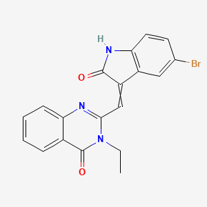 2-[(5-bromo-2-oxo-1,2-dihydro-3H-indol-3-ylidene)methyl]-3-ethyl-4(3H)-quinazolinone