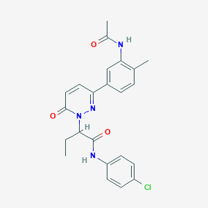 molecular formula C23H23ClN4O3 B5028556 2-[3-[3-(acetylamino)-4-methylphenyl]-6-oxo-1(6H)-pyridazinyl]-N-(4-chlorophenyl)butanamide 