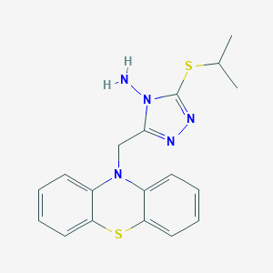 molecular formula C18H19N5S2 B502858 3-(isopropylsulfanyl)-5-(10H-phenothiazin-10-ylmethyl)-4H-1,2,4-triazol-4-ylamine 