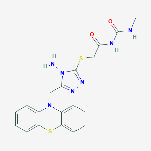 molecular formula C19H19N7O2S2 B502859 N-({[4-amino-5-(10H-phenothiazin-10-ylmethyl)-4H-1,2,4-triazol-3-yl]sulfanyl}acetyl)-N'-methylurea 