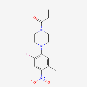 molecular formula C14H18FN3O3 B5028590 1-(2-fluoro-5-methyl-4-nitrophenyl)-4-propionylpiperazine 