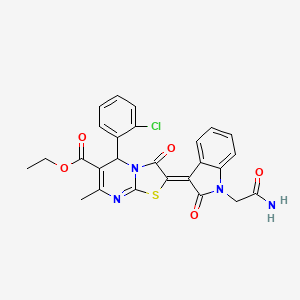 ethyl 2-[1-(2-amino-2-oxoethyl)-2-oxo-1,2-dihydro-3H-indol-3-ylidene]-5-(2-chlorophenyl)-7-methyl-3-oxo-2,3-dihydro-5H-[1,3]thiazolo[3,2-a]pyrimidine-6-carboxylate