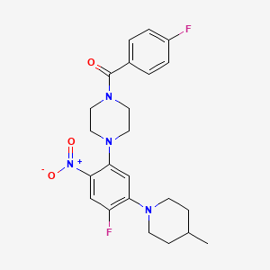 molecular formula C23H26F2N4O3 B5028600 1-(4-fluorobenzoyl)-4-[4-fluoro-5-(4-methyl-1-piperidinyl)-2-nitrophenyl]piperazine 