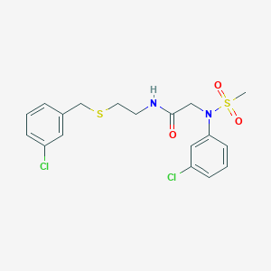 molecular formula C18H20Cl2N2O3S2 B5028615 N~1~-{2-[(3-chlorobenzyl)thio]ethyl}-N~2~-(3-chlorophenyl)-N~2~-(methylsulfonyl)glycinamide 