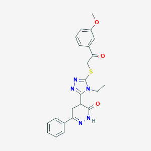 molecular formula C23H23N5O3S B502865 4-(4-ethyl-5-{[2-(3-methoxyphenyl)-2-oxoethyl]sulfanyl}-4H-1,2,4-triazol-3-yl)-6-phenyl-4,5-dihydro-3(2H)-pyridazinone 