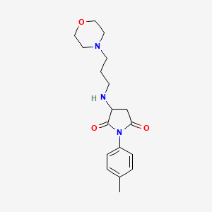 molecular formula C18H25N3O3 B5028668 1-(4-methylphenyl)-3-{[3-(4-morpholinyl)propyl]amino}-2,5-pyrrolidinedione 