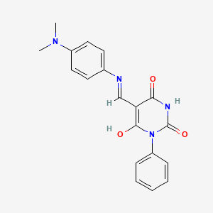 molecular formula C19H18N4O3 B5028705 5-({[4-(dimethylamino)phenyl]amino}methylene)-1-phenyl-2,4,6(1H,3H,5H)-pyrimidinetrione 