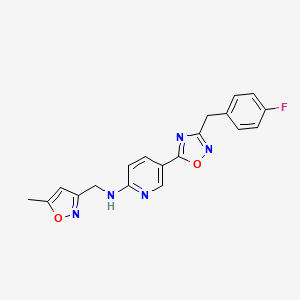 molecular formula C19H16FN5O2 B5028719 5-[3-(4-fluorobenzyl)-1,2,4-oxadiazol-5-yl]-N-[(5-methyl-3-isoxazolyl)methyl]-2-pyridinamine 