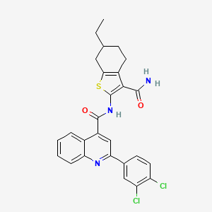 molecular formula C27H23Cl2N3O2S B5028756 N-[3-(aminocarbonyl)-6-ethyl-4,5,6,7-tetrahydro-1-benzothien-2-yl]-2-(3,4-dichlorophenyl)-4-quinolinecarboxamide 