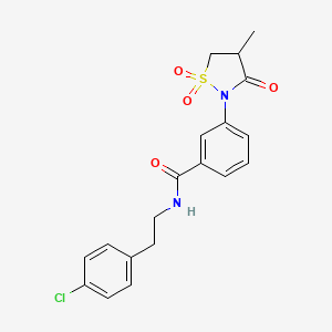 molecular formula C19H19ClN2O4S B5028780 N-[2-(4-chlorophenyl)ethyl]-3-(4-methyl-1,1-dioxido-3-oxo-2-isothiazolidinyl)benzamide 