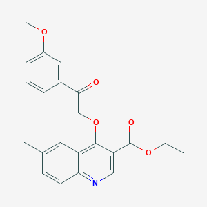 molecular formula C22H21NO5 B502880 Ethyl 4-[2-(3-methoxyphenyl)-2-oxoethoxy]-6-methyl-3-quinolinecarboxylate 