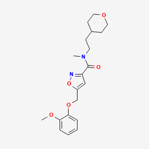 molecular formula C20H26N2O5 B5028865 5-[(2-methoxyphenoxy)methyl]-N-methyl-N-[2-(tetrahydro-2H-pyran-4-yl)ethyl]-3-isoxazolecarboxamide 