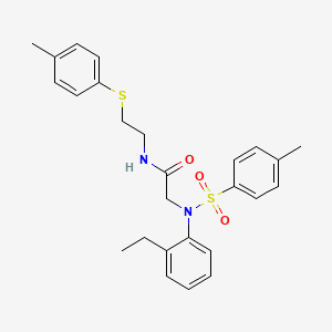 molecular formula C26H30N2O3S2 B5028871 N~2~-(2-ethylphenyl)-N~2~-[(4-methylphenyl)sulfonyl]-N~1~-{2-[(4-methylphenyl)thio]ethyl}glycinamide 