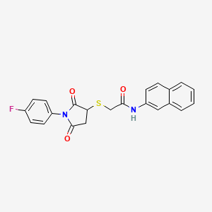 molecular formula C22H17FN2O3S B5028872 2-{[1-(4-fluorophenyl)-2,5-dioxo-3-pyrrolidinyl]thio}-N-2-naphthylacetamide 