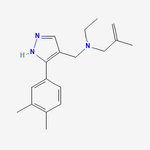 molecular formula C18H25N3 B5028878 N-{[3-(3,4-dimethylphenyl)-1H-pyrazol-4-yl]methyl}-N-ethyl-2-methyl-2-propen-1-amine 