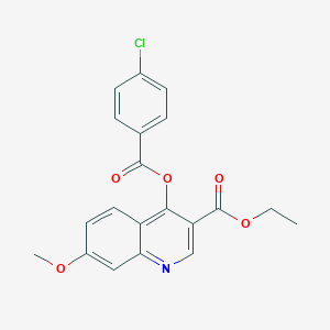 molecular formula C20H16ClNO5 B502889 Ethyl 4-[(4-chlorobenzoyl)oxy]-7-methoxy-3-quinolinecarboxylate 