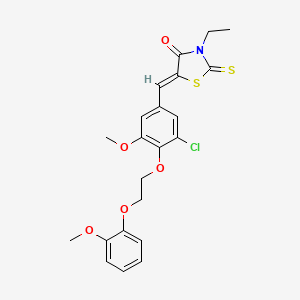 molecular formula C22H22ClNO5S2 B5028940 5-{3-chloro-5-methoxy-4-[2-(2-methoxyphenoxy)ethoxy]benzylidene}-3-ethyl-2-thioxo-1,3-thiazolidin-4-one 