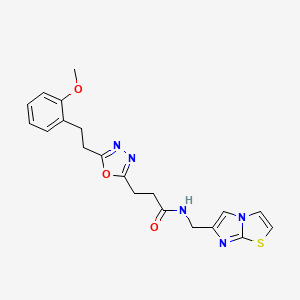 molecular formula C20H21N5O3S B5028941 N-(imidazo[2,1-b][1,3]thiazol-6-ylmethyl)-3-{5-[2-(2-methoxyphenyl)ethyl]-1,3,4-oxadiazol-2-yl}propanamide 