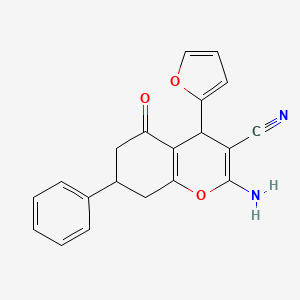 molecular formula C20H16N2O3 B5028947 2-amino-4-(2-furyl)-5-oxo-7-phenyl-5,6,7,8-tetrahydro-4H-chromene-3-carbonitrile 