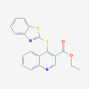 molecular formula C19H14N2O2S2 B502903 Ethyl 4-(1,3-benzothiazol-2-ylsulfanyl)-3-quinolinecarboxylate 