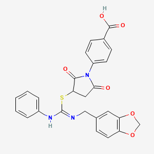 molecular formula C26H21N3O6S B5029046 4-(3-{[[(1,3-benzodioxol-5-ylmethyl)amino](phenylimino)methyl]thio}-2,5-dioxo-1-pyrrolidinyl)benzoic acid 