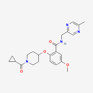 molecular formula C23H28N4O4 B5029051 2-{[1-(cyclopropylcarbonyl)-4-piperidinyl]oxy}-5-methoxy-N-[(5-methyl-2-pyrazinyl)methyl]benzamide 