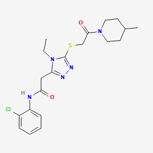 molecular formula C20H26ClN5O2S B5029061 N-(2-chlorophenyl)-2-(4-ethyl-5-{[2-(4-methyl-1-piperidinyl)-2-oxoethyl]thio}-4H-1,2,4-triazol-3-yl)acetamide 