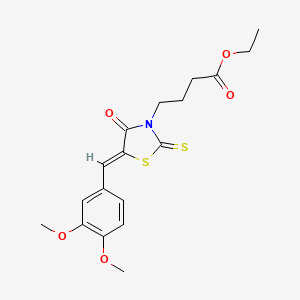 molecular formula C18H21NO5S2 B5029092 ethyl 4-[5-(3,4-dimethoxybenzylidene)-4-oxo-2-thioxo-1,3-thiazolidin-3-yl]butanoate 