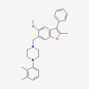 molecular formula C29H32N2O2 B5029117 1-(2,3-dimethylphenyl)-4-[(5-methoxy-2-methyl-3-phenyl-1-benzofuran-6-yl)methyl]piperazine 