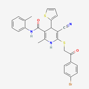 molecular formula C27H22BrN3O2S2 B5029137 6-{[2-(4-bromophenyl)-2-oxoethyl]thio}-5-cyano-2-methyl-N-(2-methylphenyl)-4-(2-thienyl)-1,4-dihydro-3-pyridinecarboxamide 