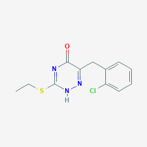 molecular formula C12H12ClN3OS B502915 6-[(2-chlorophenyl)methyl]-3-ethylsulfanyl-2H-1,2,4-triazin-5-one 