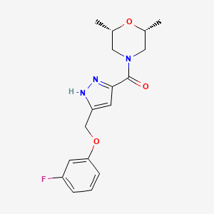 molecular formula C17H20FN3O3 B5029184 (2R*,6S*)-4-({5-[(3-fluorophenoxy)methyl]-1H-pyrazol-3-yl}carbonyl)-2,6-dimethylmorpholine 