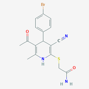molecular formula C17H16BrN3O2S B5029188 2-{[5-acetyl-4-(4-bromophenyl)-3-cyano-6-methyl-1,4-dihydro-2-pyridinyl]thio}acetamide 
