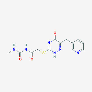 molecular formula C13H14N6O3S B502919 N-(methylcarbamoyl)-2-[[5-oxo-6-(pyridin-3-ylmethyl)-2H-1,2,4-triazin-3-yl]sulfanyl]acetamide 