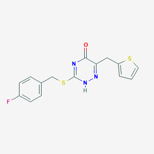 3-[(4-fluorophenyl)methylsulfanyl]-6-(thiophen-2-ylmethyl)-2H-1,2,4-triazin-5-one