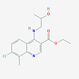 molecular formula C16H19ClN2O3 B5029211 ethyl 7-chloro-4-[(2-hydroxypropyl)amino]-8-methyl-3-quinolinecarboxylate 