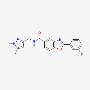 molecular formula C20H17FN4O2 B5029259 N-[(1,5-dimethyl-1H-pyrazol-3-yl)methyl]-2-(3-fluorophenyl)-1,3-benzoxazole-5-carboxamide 