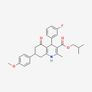 molecular formula C28H30FNO4 B5029280 isobutyl 4-(3-fluorophenyl)-7-(4-methoxyphenyl)-2-methyl-5-oxo-1,4,5,6,7,8-hexahydro-3-quinolinecarboxylate 