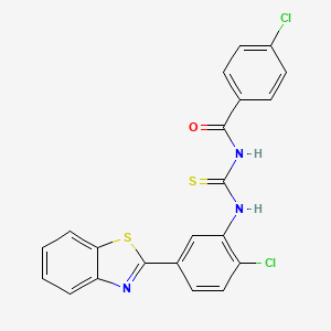 molecular formula C21H13Cl2N3OS2 B5029289 N-({[5-(1,3-benzothiazol-2-yl)-2-chlorophenyl]amino}carbonothioyl)-4-chlorobenzamide 
