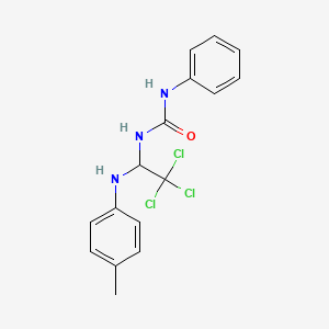 molecular formula C16H16Cl3N3O B5029297 N-phenyl-N'-{2,2,2-trichloro-1-[(4-methylphenyl)amino]ethyl}urea 