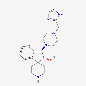 molecular formula C22H31N5O B5029298 rel-(2R,3R)-3-{4-[(1-methyl-1H-imidazol-2-yl)methyl]-1-piperazinyl}-2,3-dihydrospiro[indene-1,4'-piperidin]-2-ol bis(trifluoroacetate) (salt) 