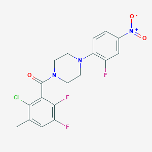 molecular formula C18H15ClF3N3O3 B5029328 1-(2-chloro-5,6-difluoro-3-methylbenzoyl)-4-(2-fluoro-4-nitrophenyl)piperazine 